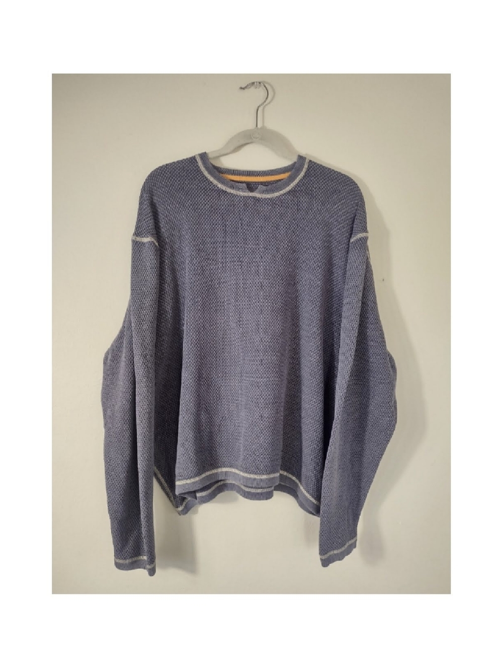32 Bar Blues Textured Knit Crewneck Relaxed Long Sleeve Pullover Shirt XXL